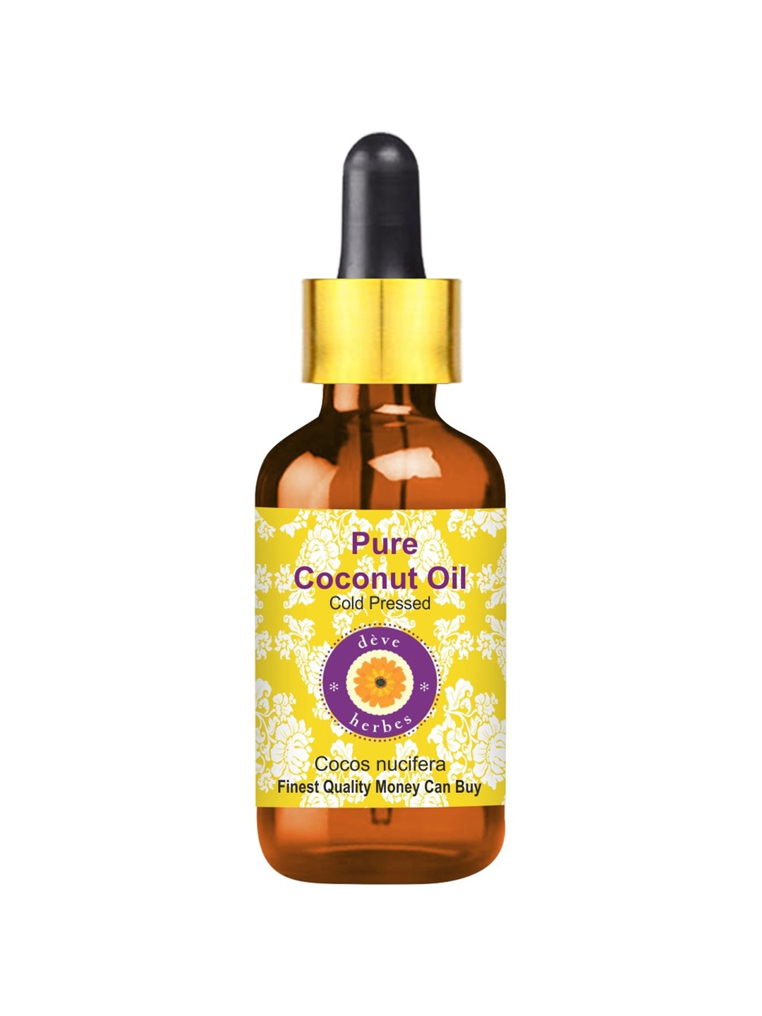 

Deve Herbes Pure Coconut Cold Pressed Oil with Glass Dropper - 50ml, Yellow