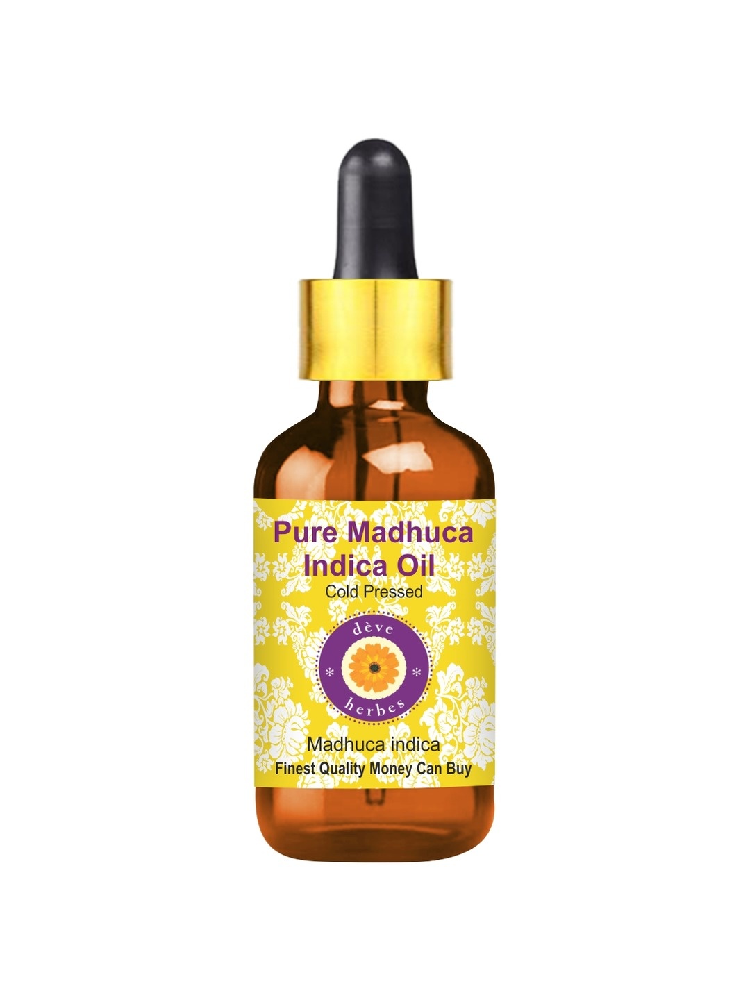

Deve Herbes Pure Madhuca Indica Cold Pressed Oil with Glass Dropper - 50ml, Yellow