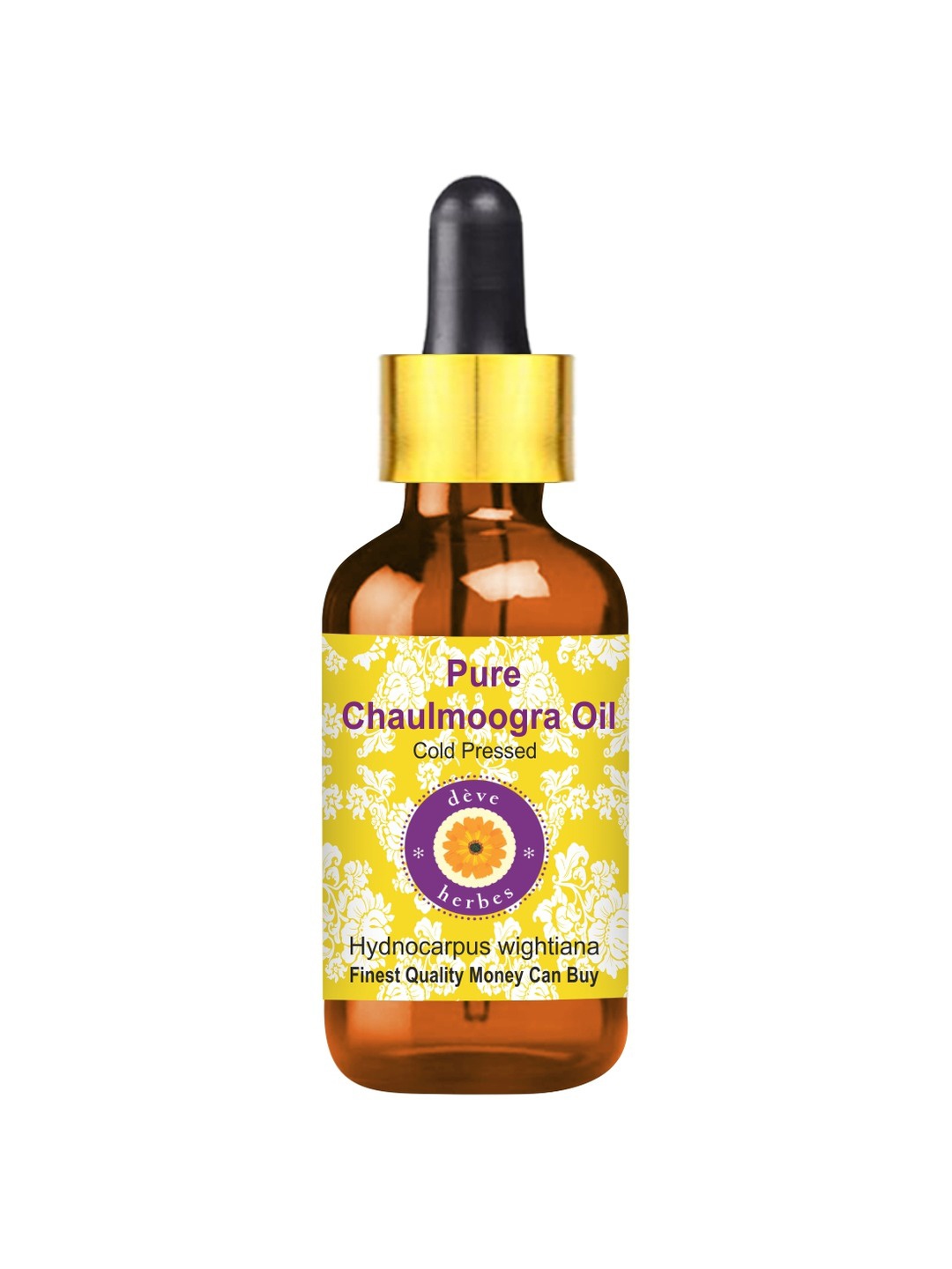 

Deve Herbes Pure Chaulmoogra Cold Pressed Oil with Glass Dropper - 5ml, Yellow