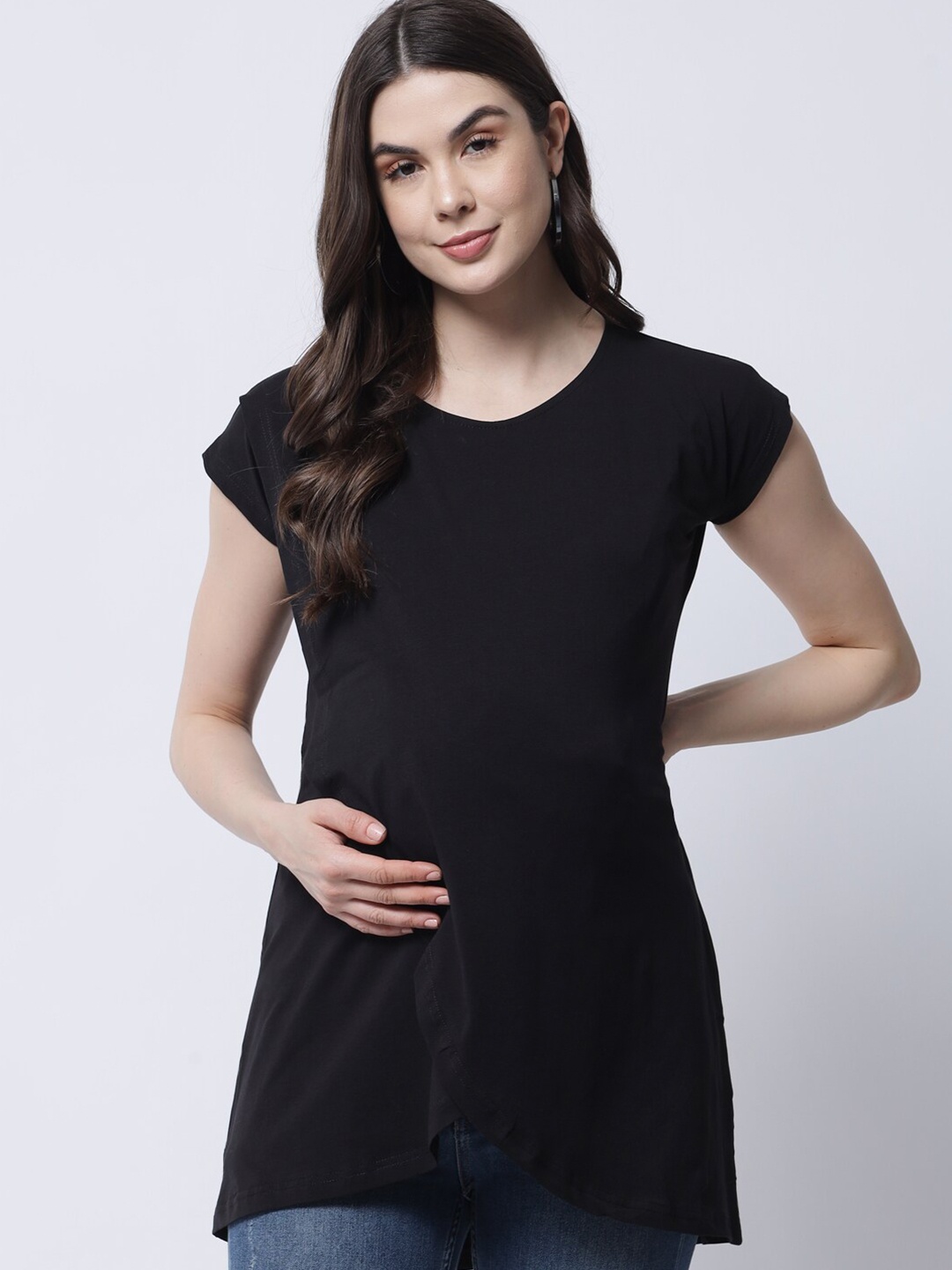 

The Vanca Maternity Women Black Wrap Top