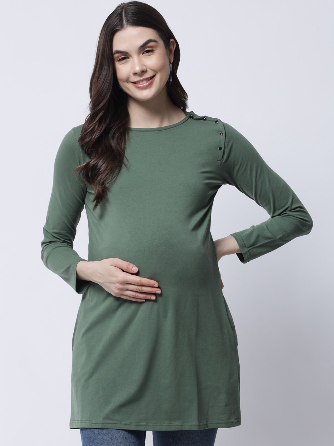 

The Vanca Green Maternity & Nursing Longline Top