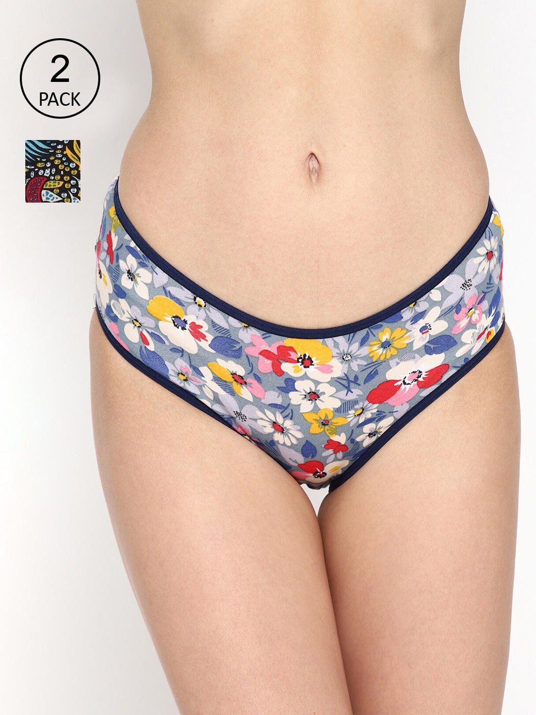 

Skidlers Women Pack Of 2 Assorted Pure Cotton Bikini Briefs