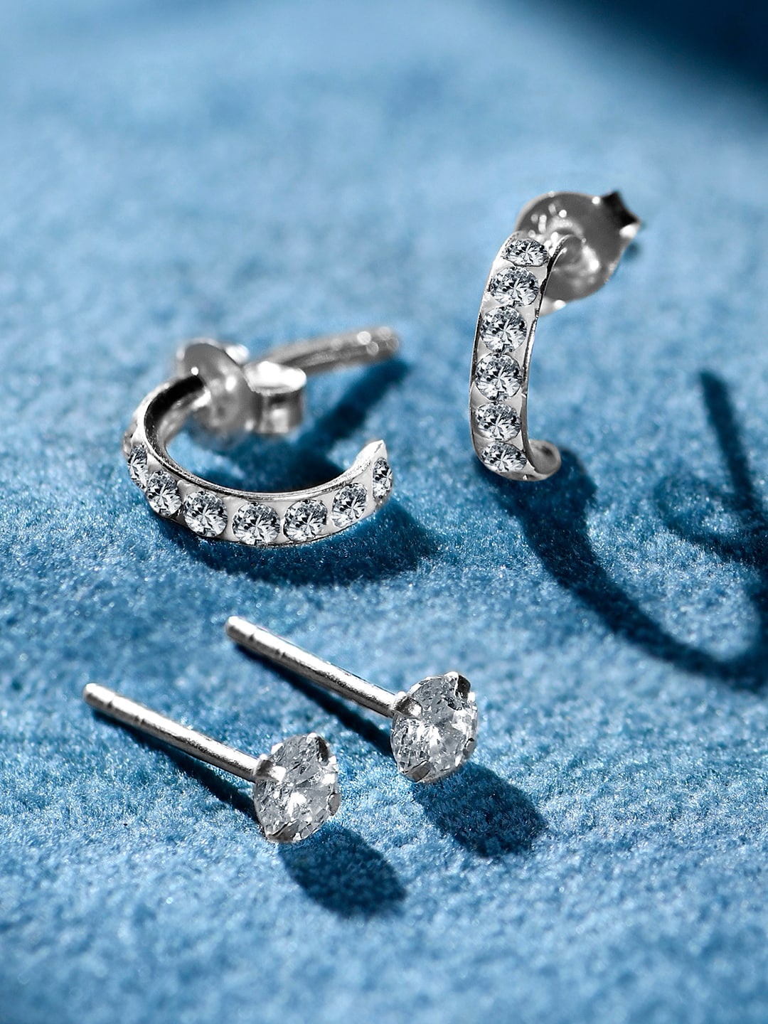 

Accessorize London Women 925 Pure Sterling Silver Sparkle Hoop And Stud Earring