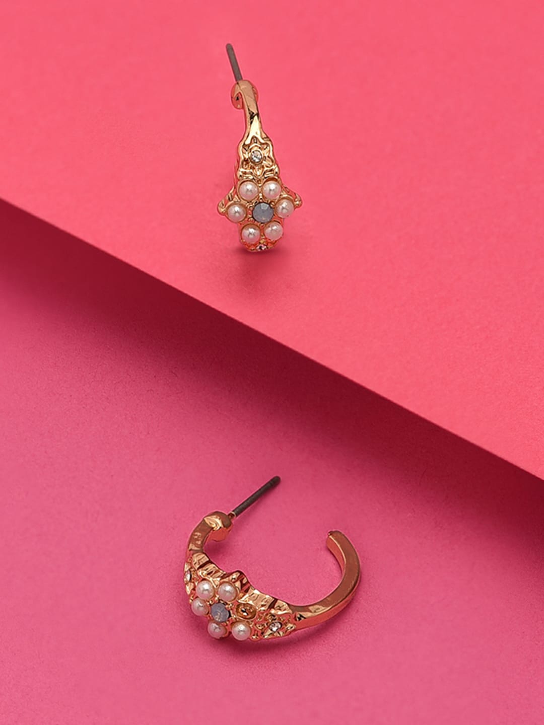 

Accessorize London Pearl Floral Half Hoop Earring, Gold