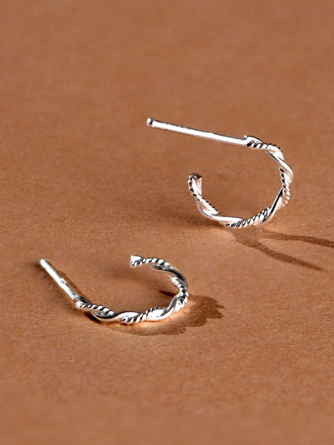 

Accessorize Women 925 Pure Sterling Silver Plated Twisted Rope Hoops Earrings