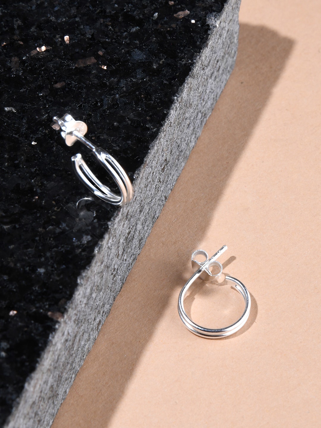 

Accessorize Women 925 Pure Sterling Silver Double Hoops Earring
