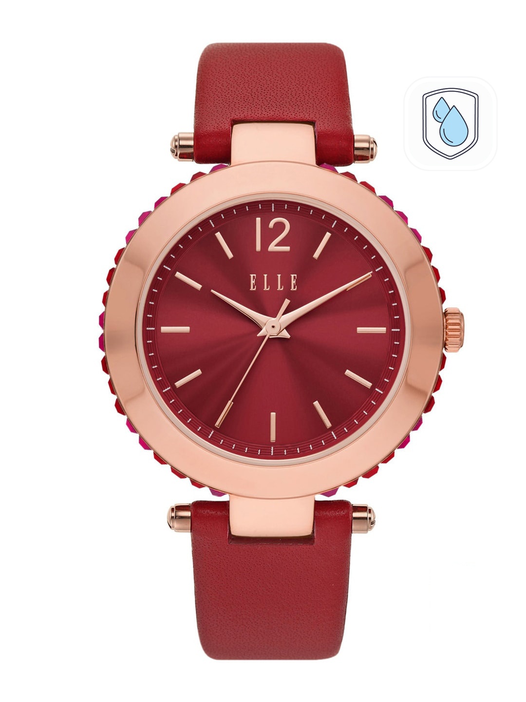 

ELLE Women Red Solid Dial & Red Leather Straps Analogue Watch ELL23015