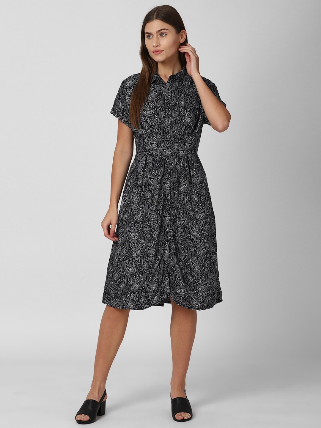

Van Heusen Woman Black Ethnic Motifs Shirt Dress