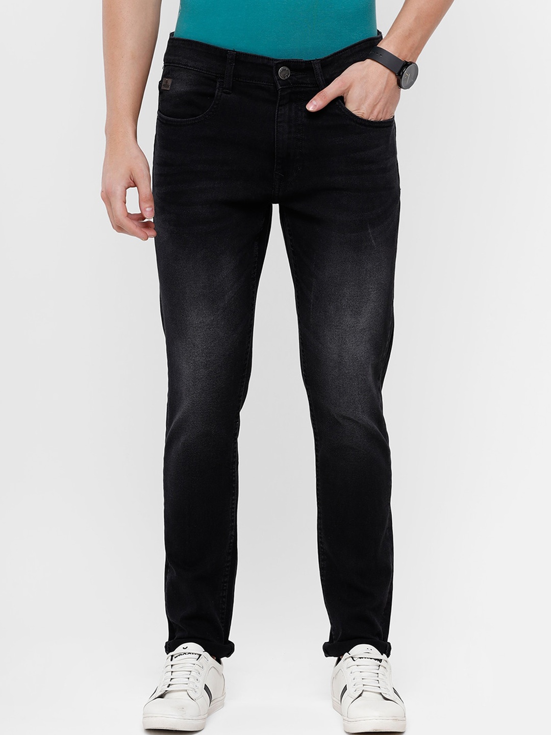 

WROGN Men Charcoal Grey Tapered Fit Heavy Fade Jeans