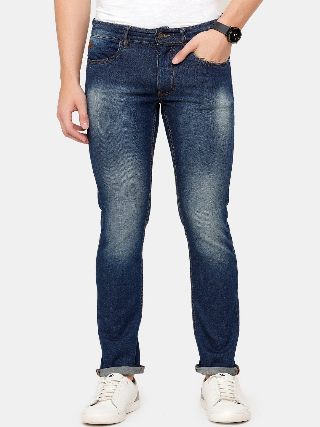 

WROGN Men Blue Slim Fit Heavy Fade Stretchable Jeans