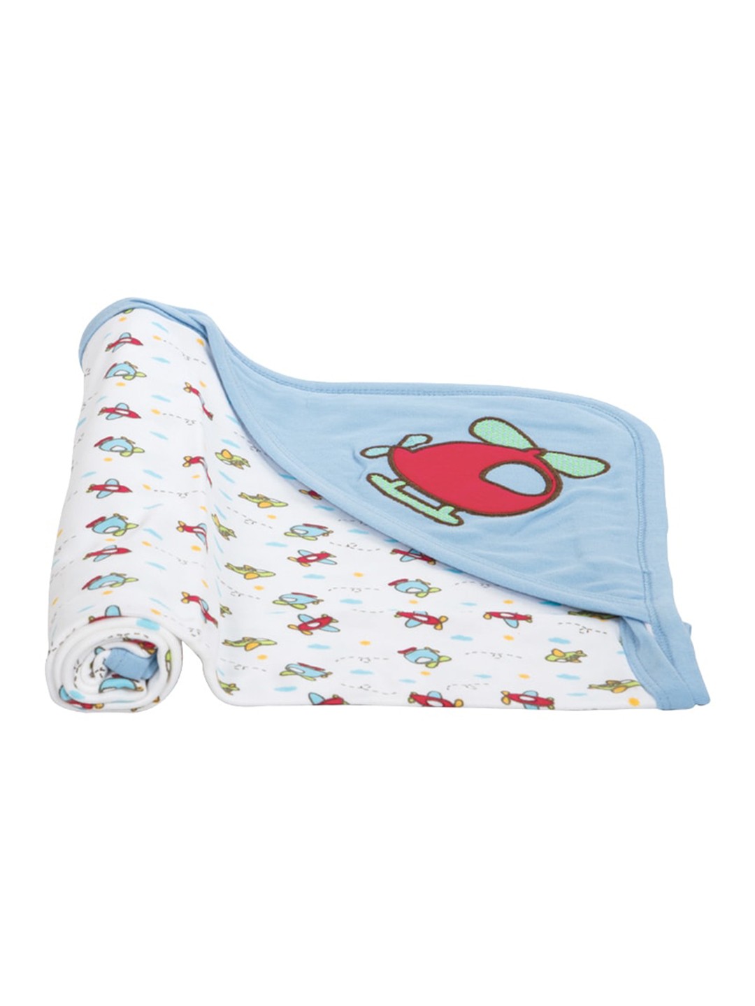 

MeeMee Infants Blue & White Printed Hooded Swaddle
