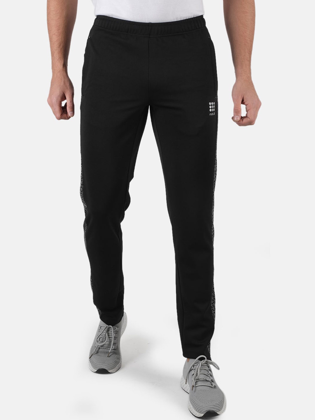 

rock.it Men Black Solid Cotton Regular Fit Track Pants