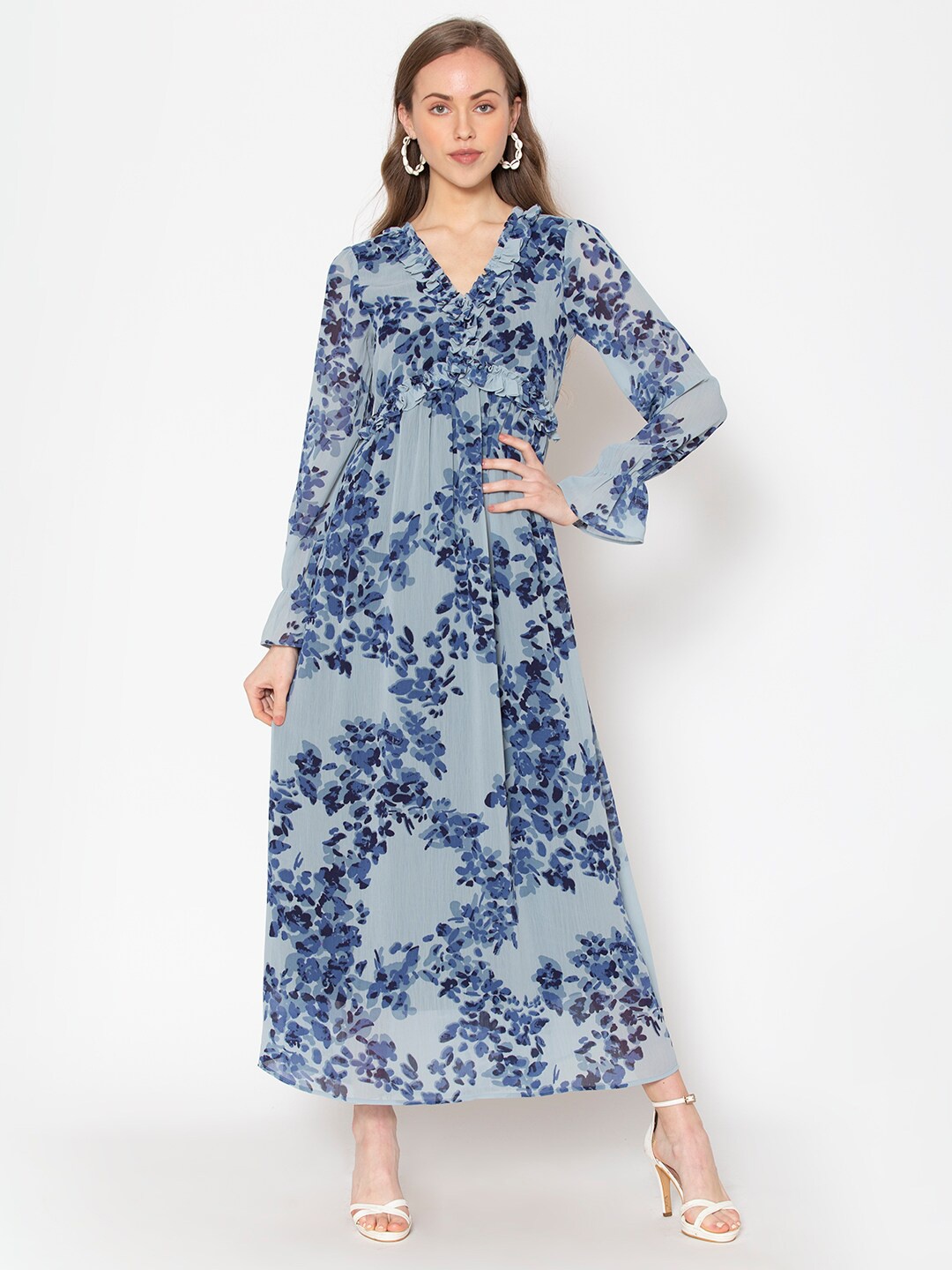 

FLAWLESS Blue Floral Crepe Maxi Dress