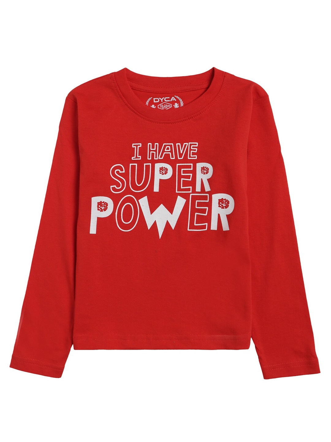 

DYCA Boys Red Typography Printed T-shirt