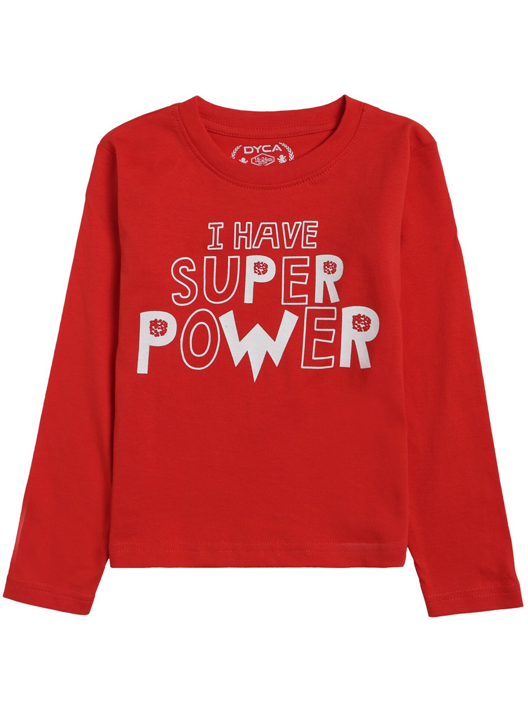 DYCA Boys Red Typography Printed Cotton T-shirt