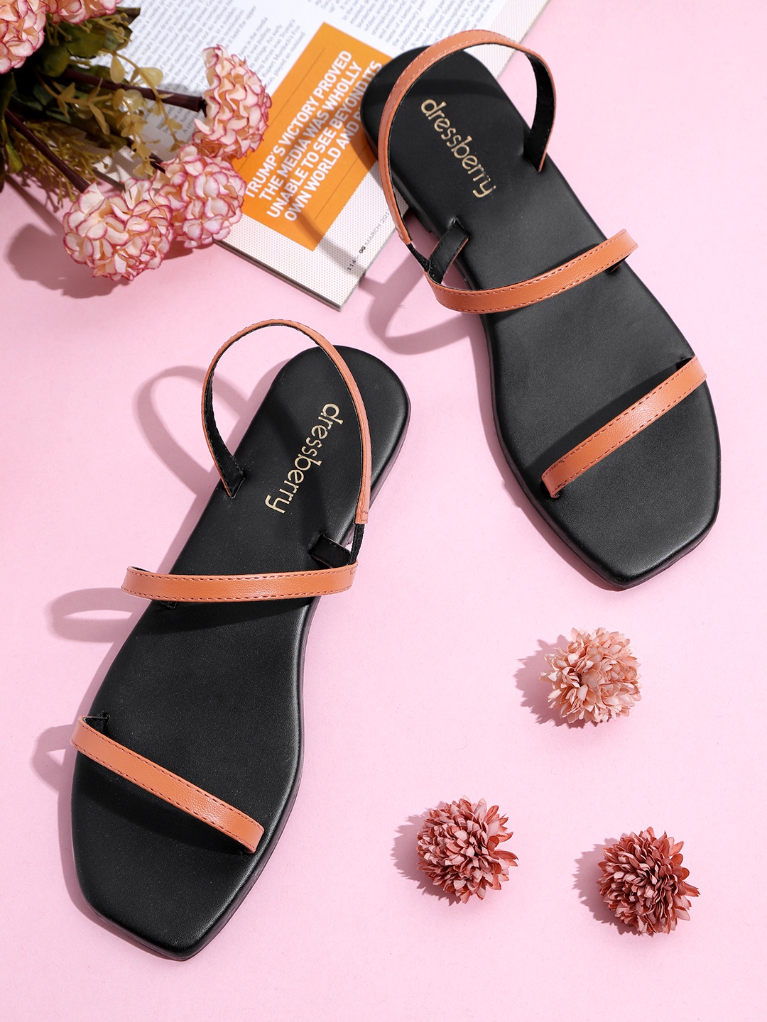 

DressBerry Women Orange Solid Open Toe Flats