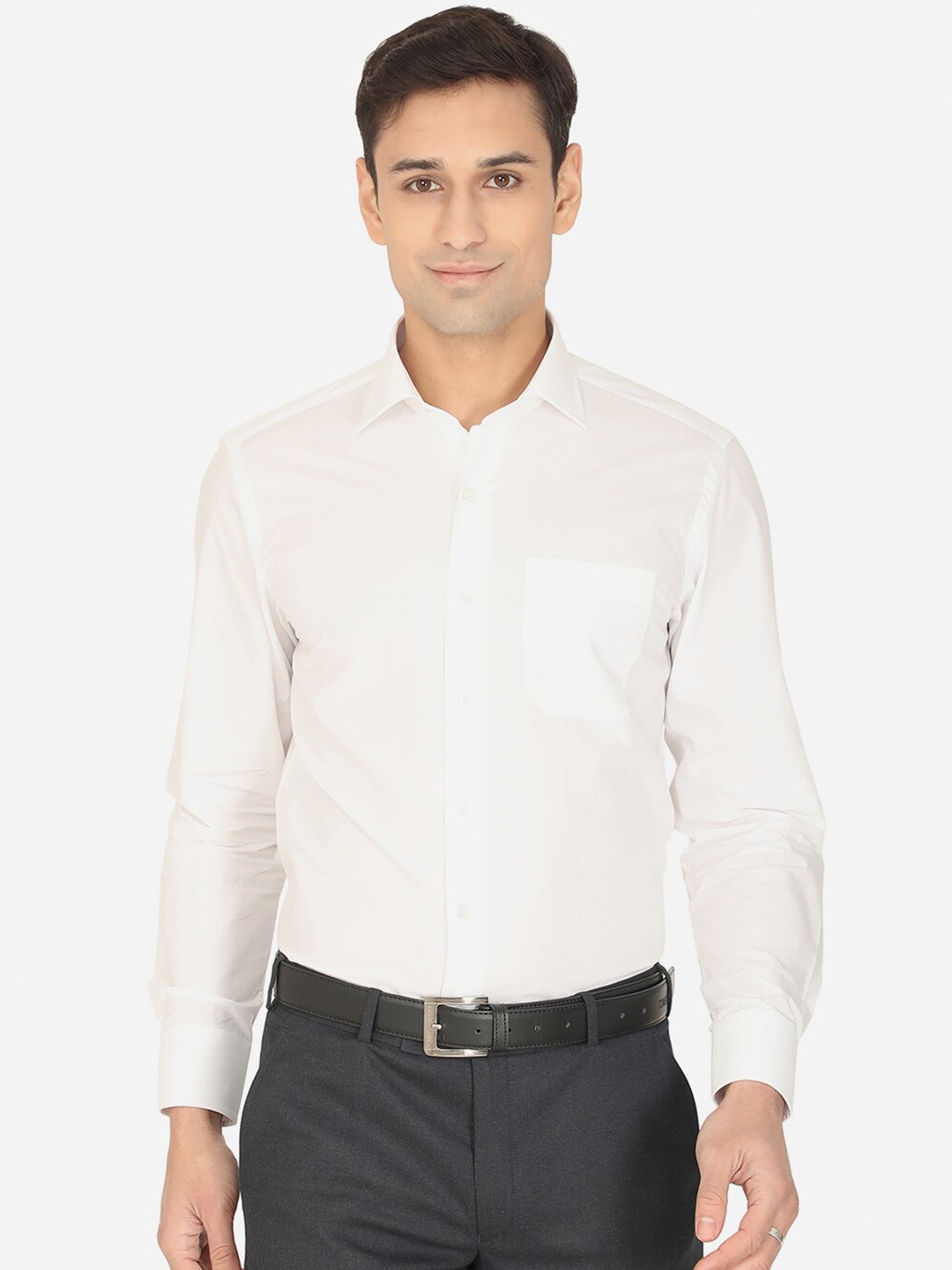 

JADE BLUE Men White Slim Fit Pure Cotton Formal Shirt
