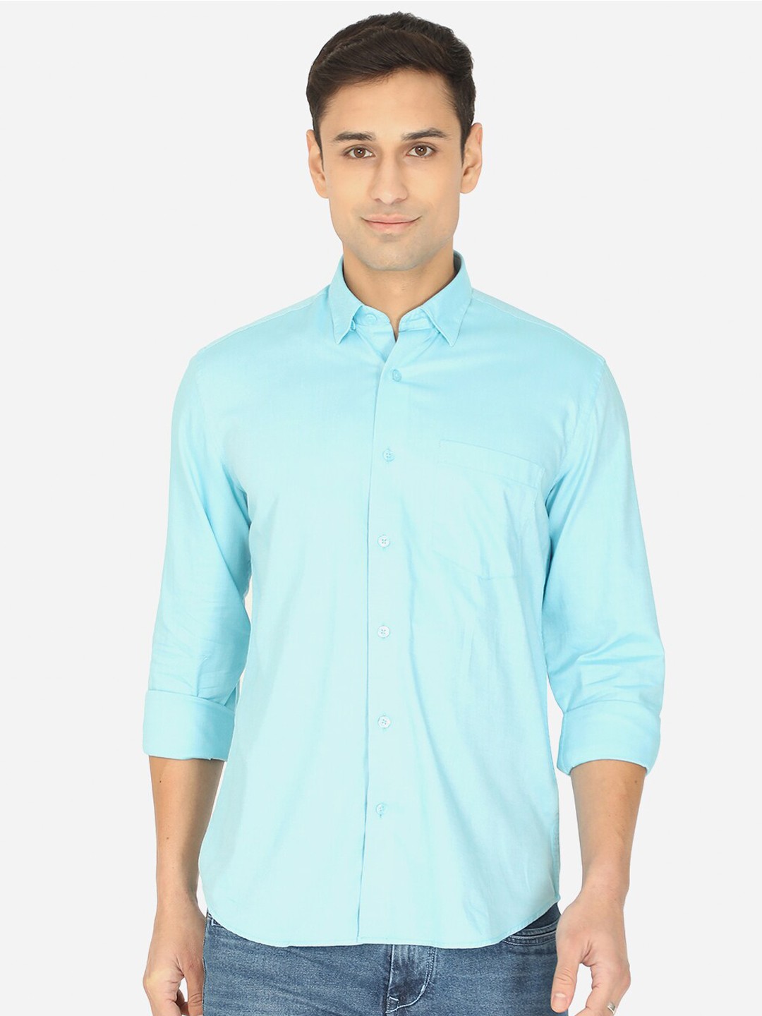

JADE BLUE Men Blue Slim Fit Pure Cotton Casual Shirt