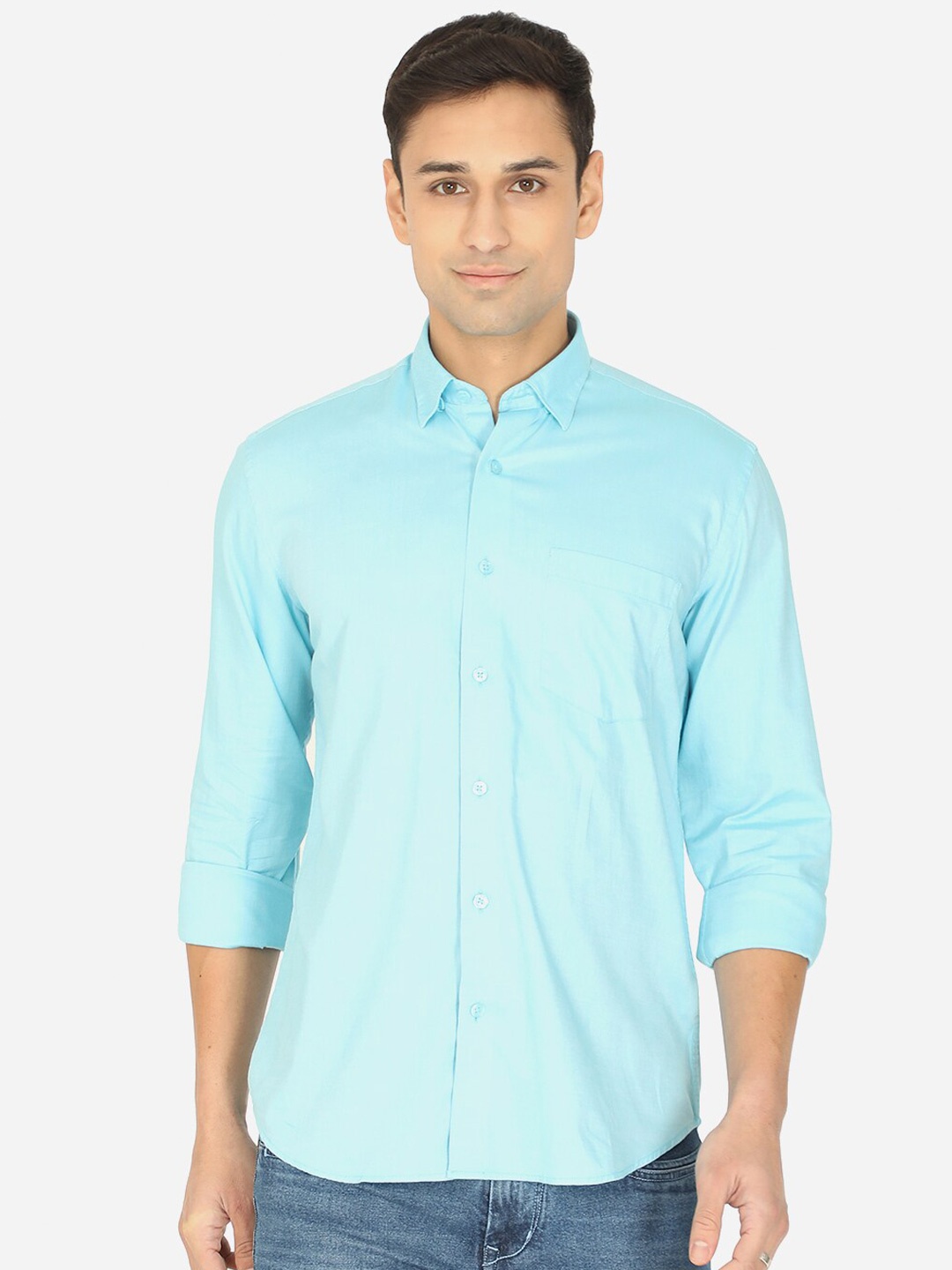 

JADE BLUE Men Blue Slim Fit Pure Cotton Casual Shirt