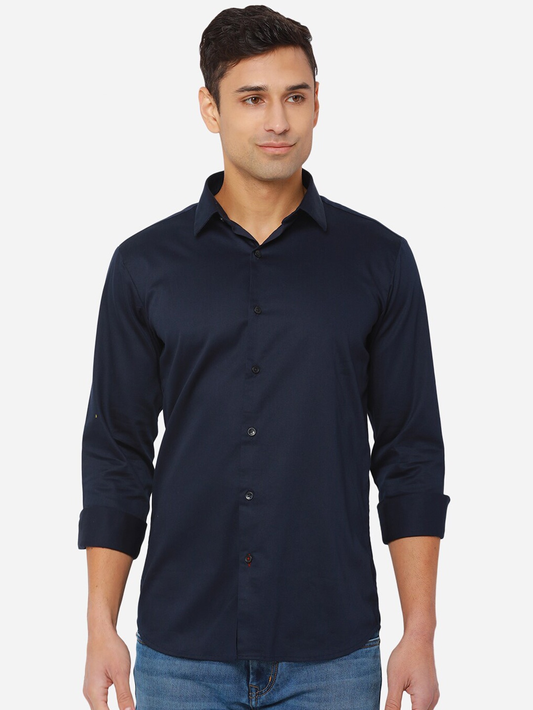 

JADE BLUE Men Navy Blue Slim Fit Cotton Casual Shirt