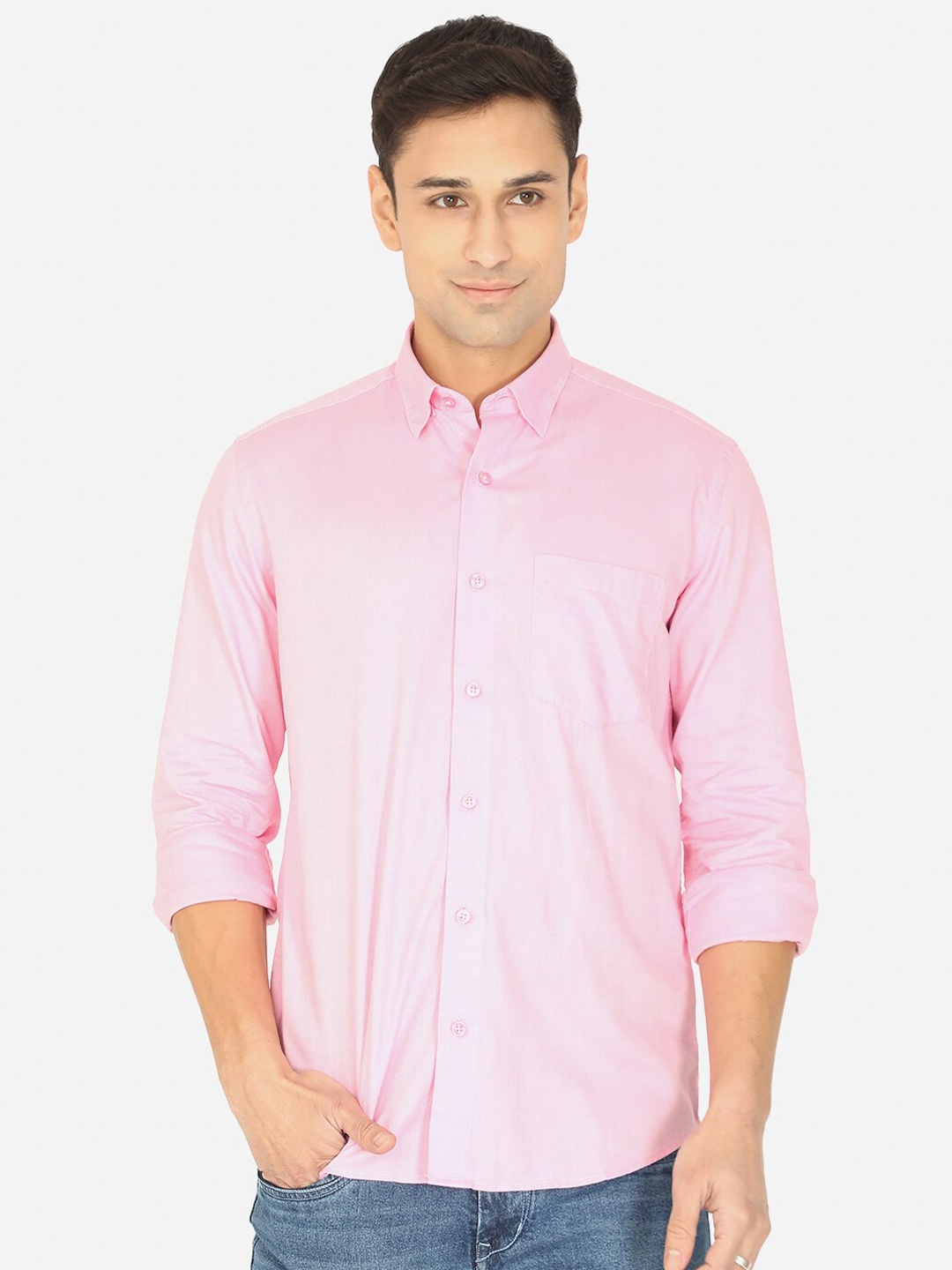 

JADE BLUE Men Pink Slim Fit Cotton Casual Shirt