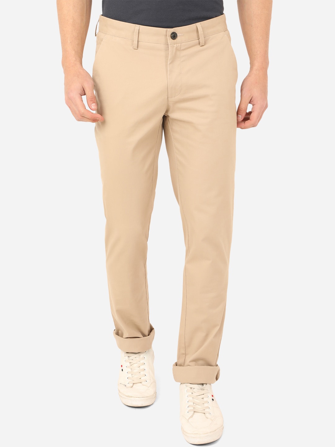 

JADE BLUE Men Khaki Easy Wash Trousers