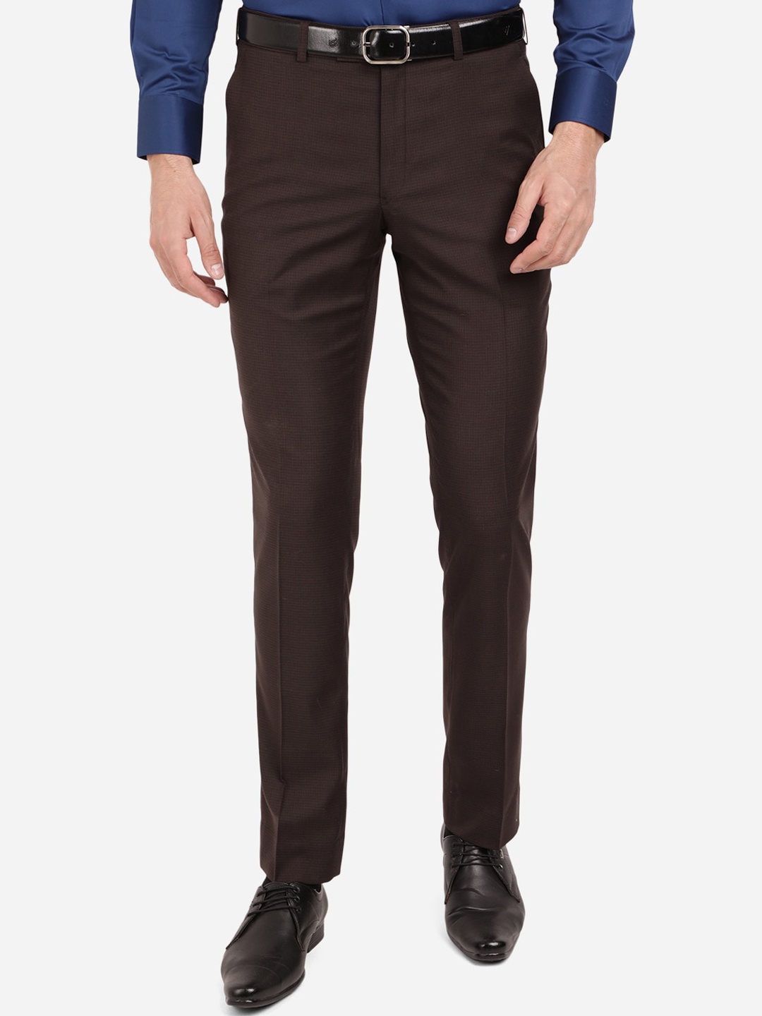 

JADE BLUE Men Brown Easy Wash Formal Trousers