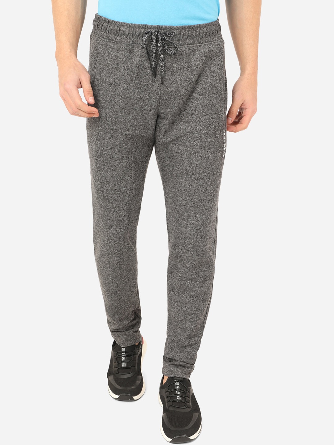 

JADE BLUE Men Charcoal Grey Solid Slim-Fit Cotton Track Pant