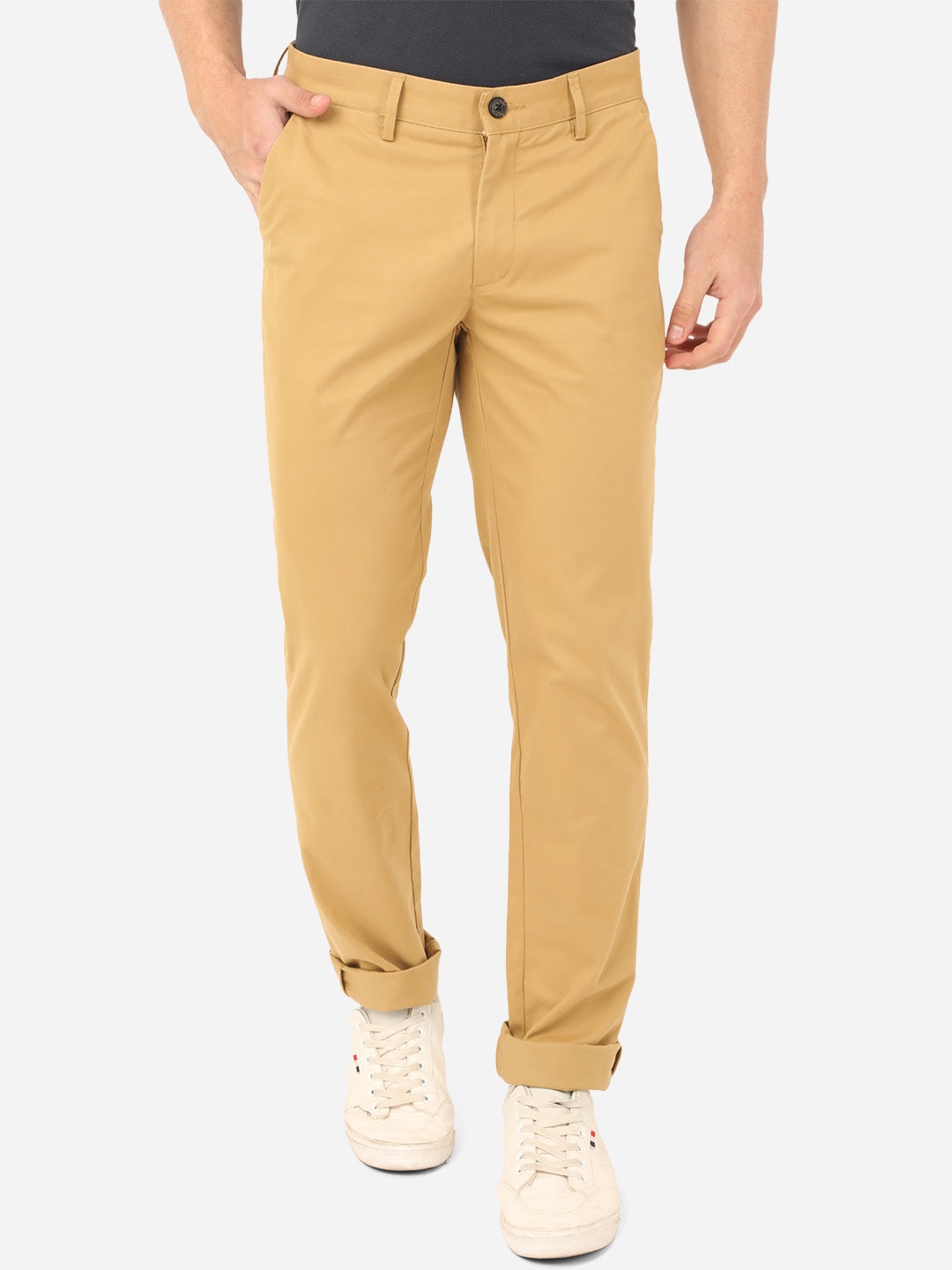 

JADE BLUE Men Khaki Slim Fit Easy Wash Trousers