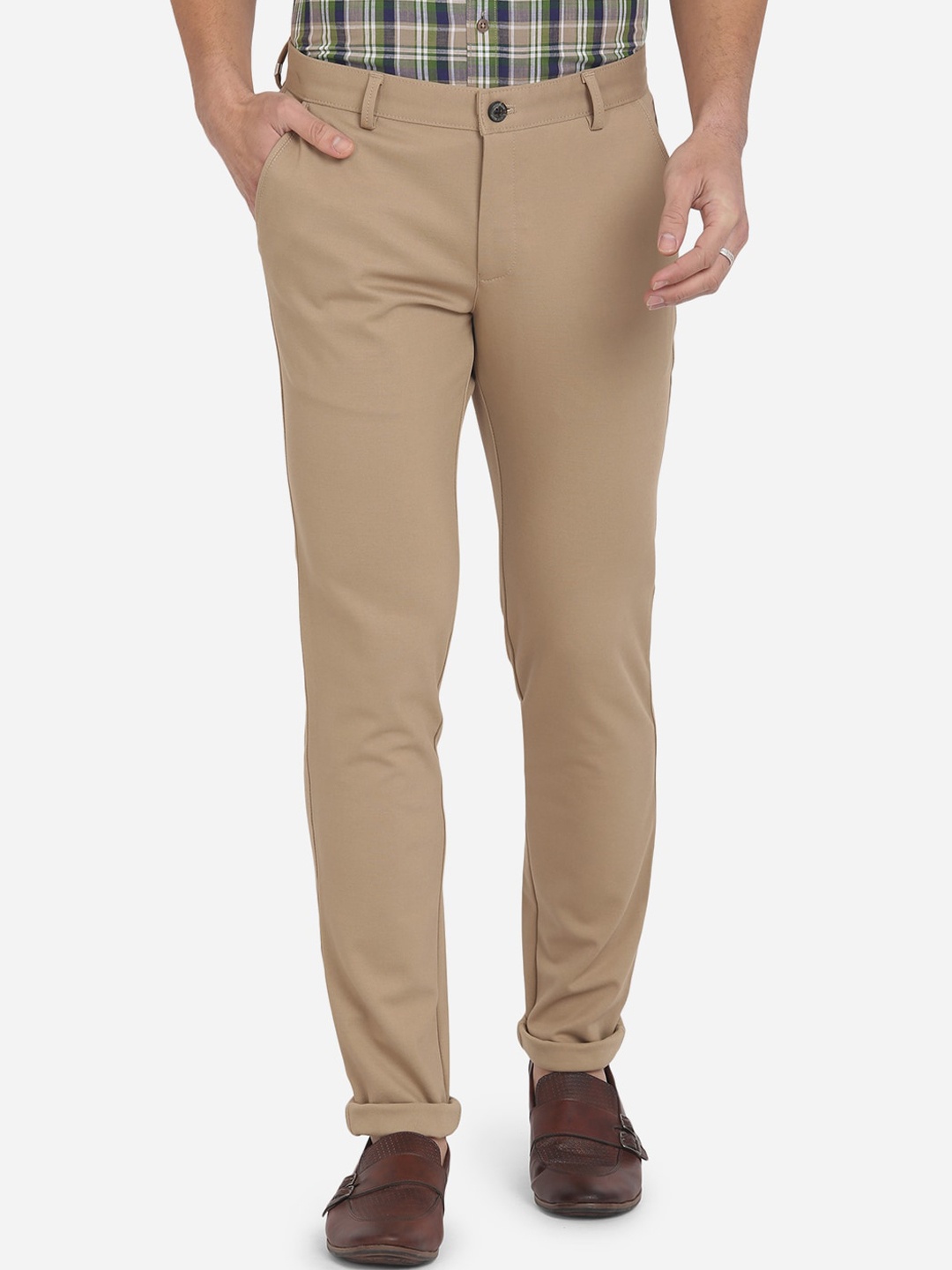 

JADE BLUE Men Khaki Slim Fit Easy Wash Chinos Trousers