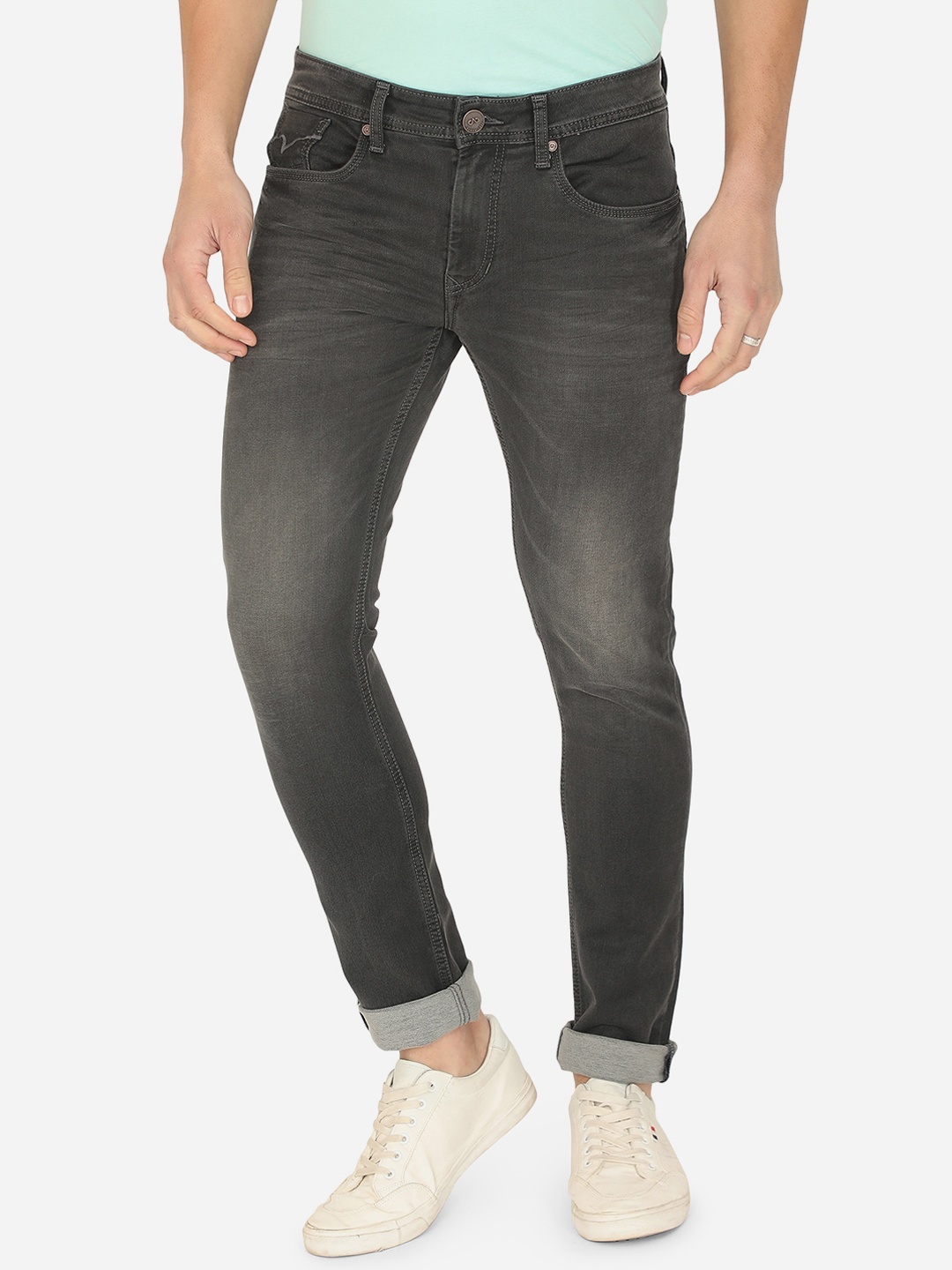 

JADE BLUE Men Grey Slim Fit Heavy Fade Stretchable Jeans