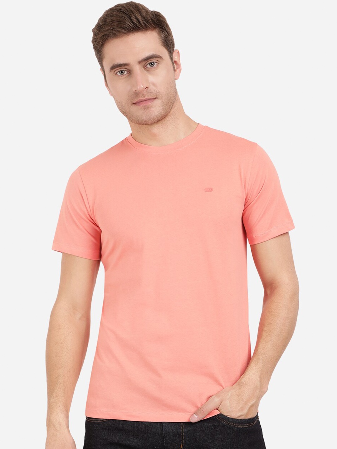 

JADE BLUE Men Pink Slim Fit T-shirt