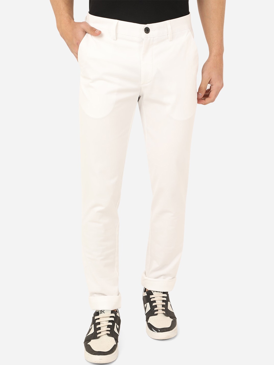 

JADE BLUE Men White Slim Fit Cotton Trouser