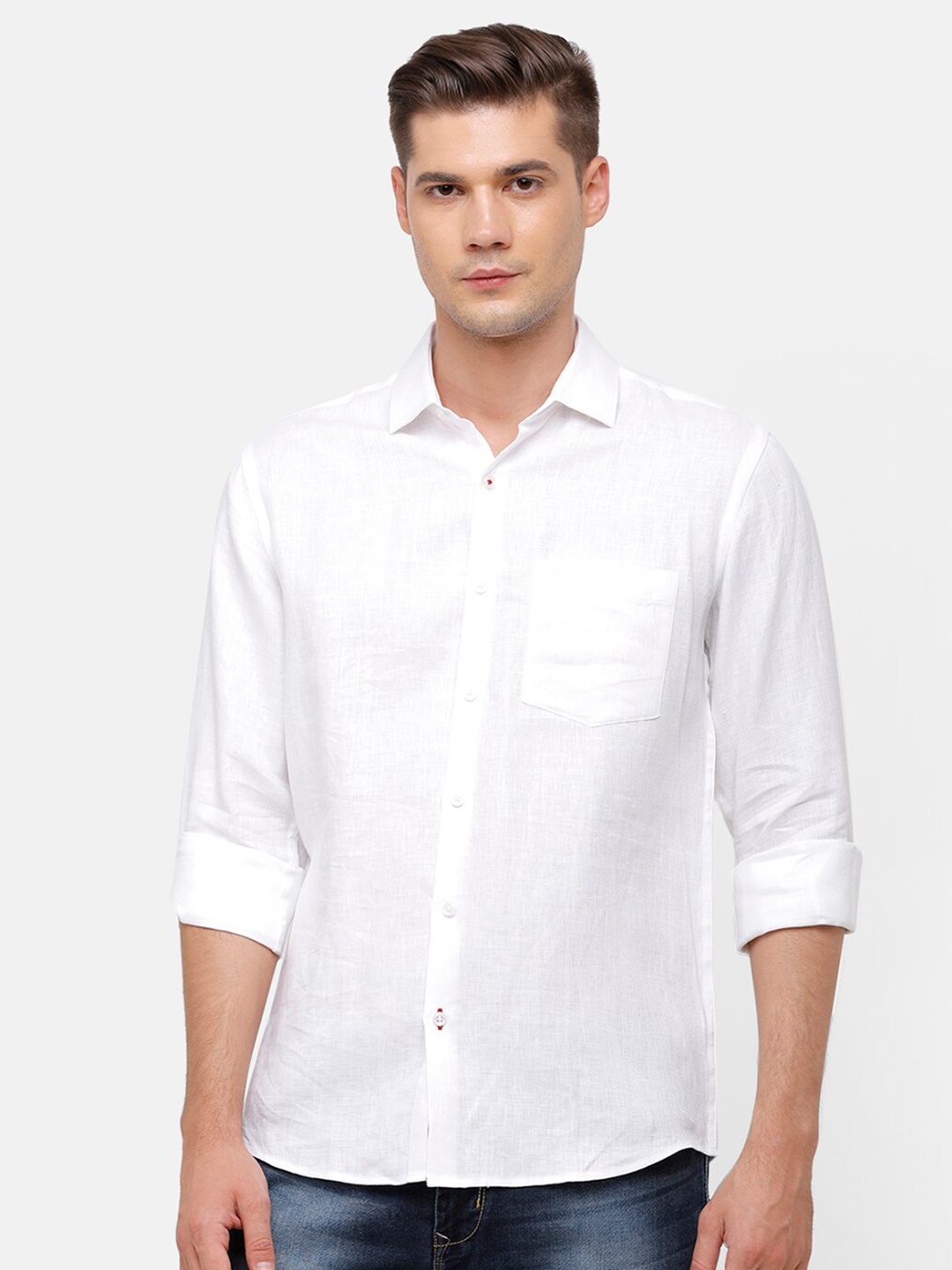 

Linen Club Men White Casual Regular Fit Linen Shirt