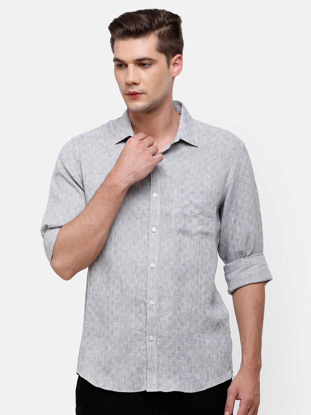 

Linen Club Men Blue Printed Casual Shirt