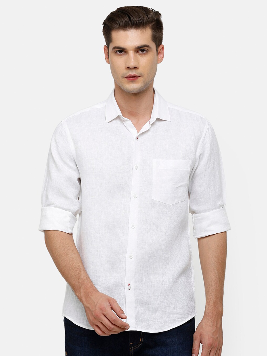 

Linen Club Men White Linen Casual Shirt