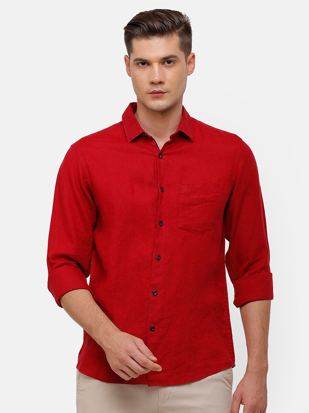 

Linen Club Men Red Casual Shirt
