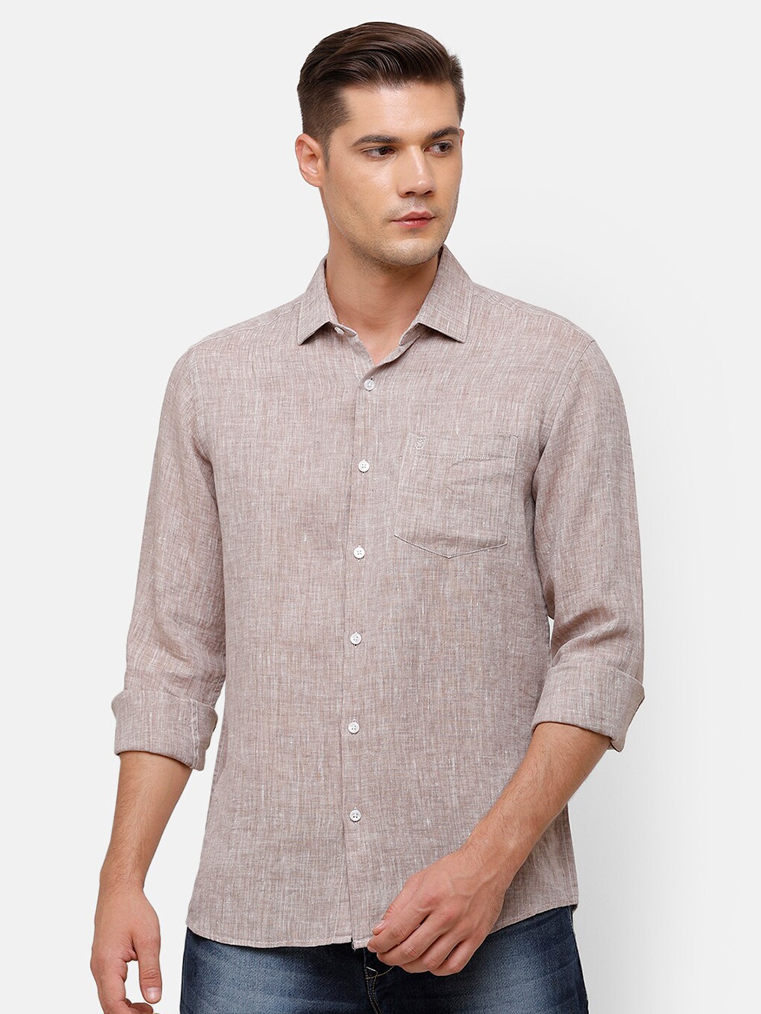 

Linen Club Men Beige Casual Shirt