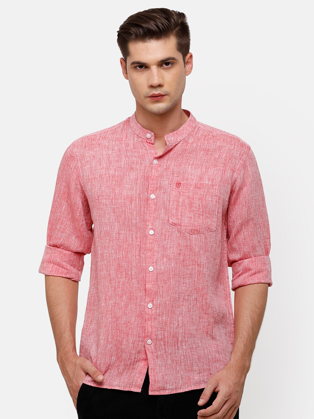 

Linen Club Men Red Linen Sustainable Casual Shirt