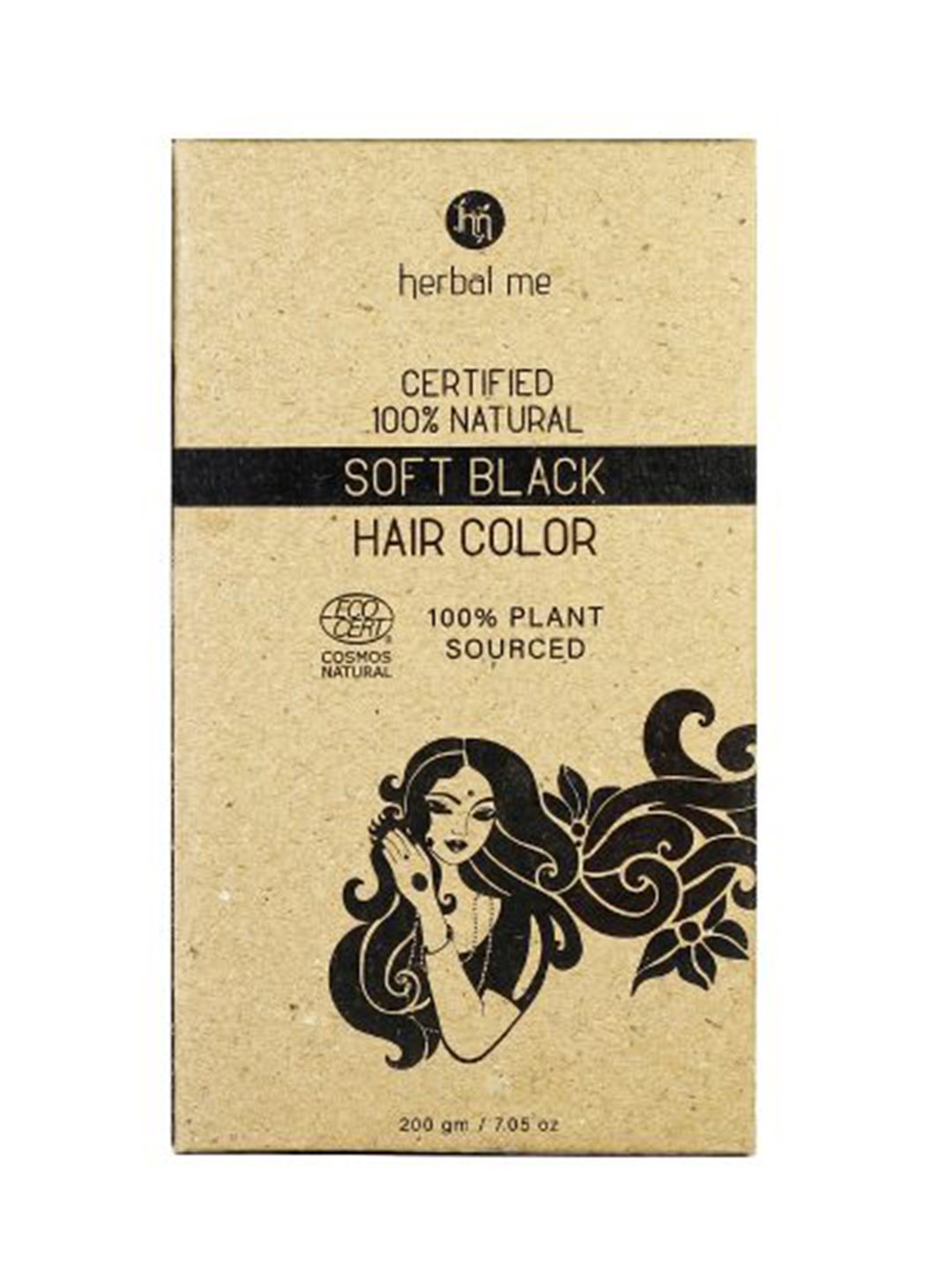 

HERBAL ME Certified 100% Natural Hair Colour 200 g - Soft Black