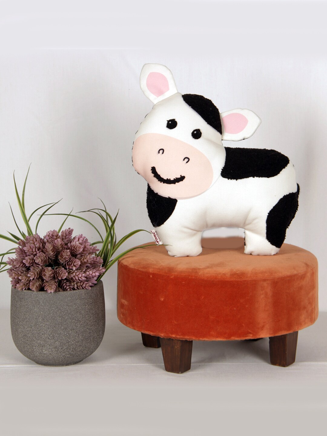 

Sivya White & Black Printed Cow Shaped Cushion