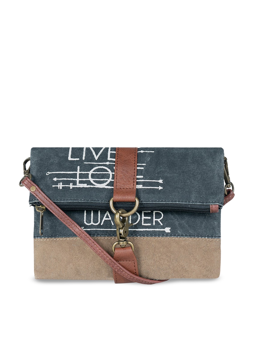 

Mona B Black Printed Structured Sling Bag