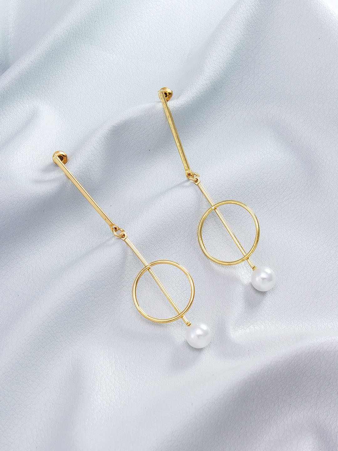 

aadita Women Gold-Toned Circular Drop Earrings