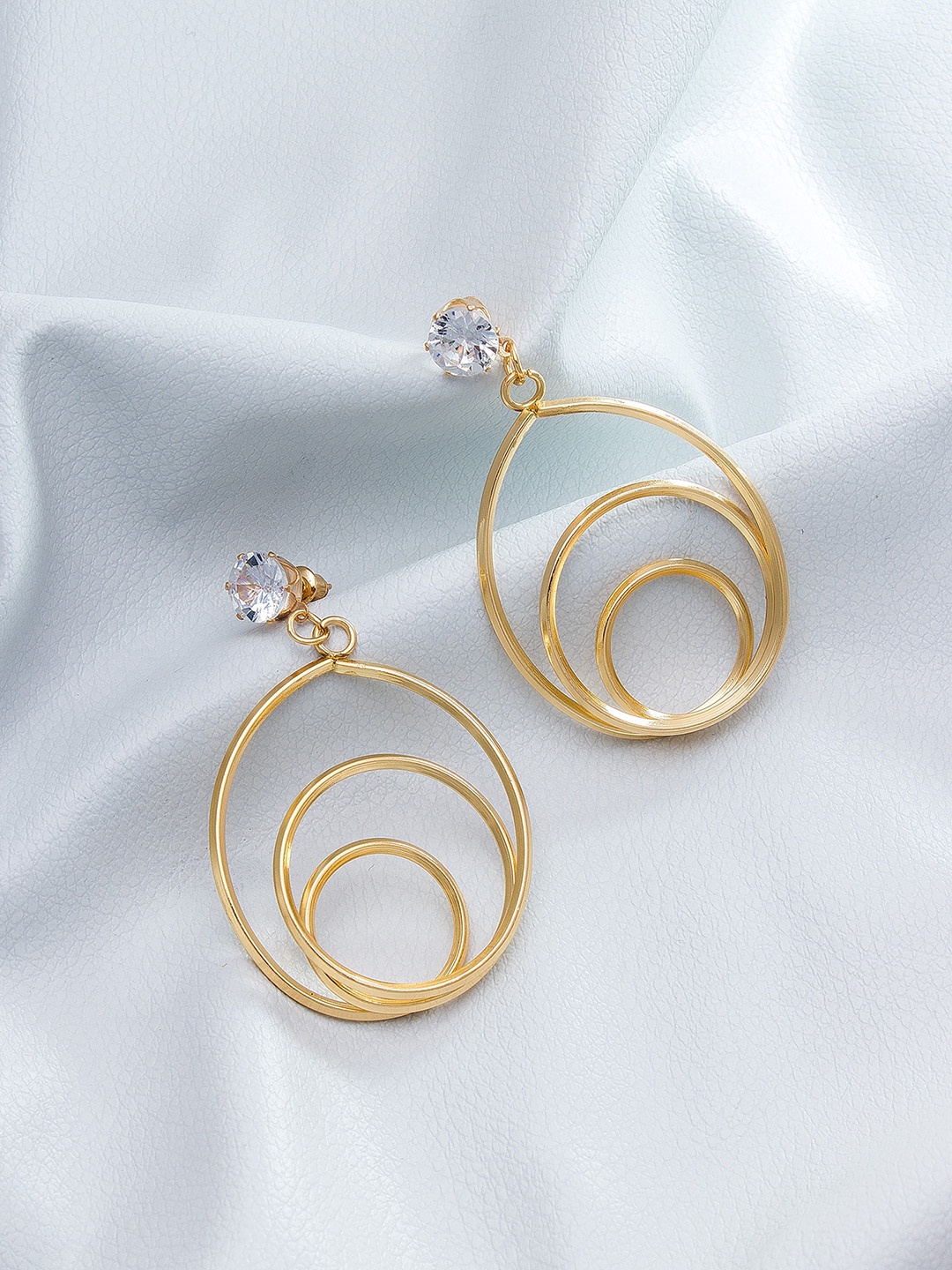 aadita Gold-Toned Circular Drop Earrings