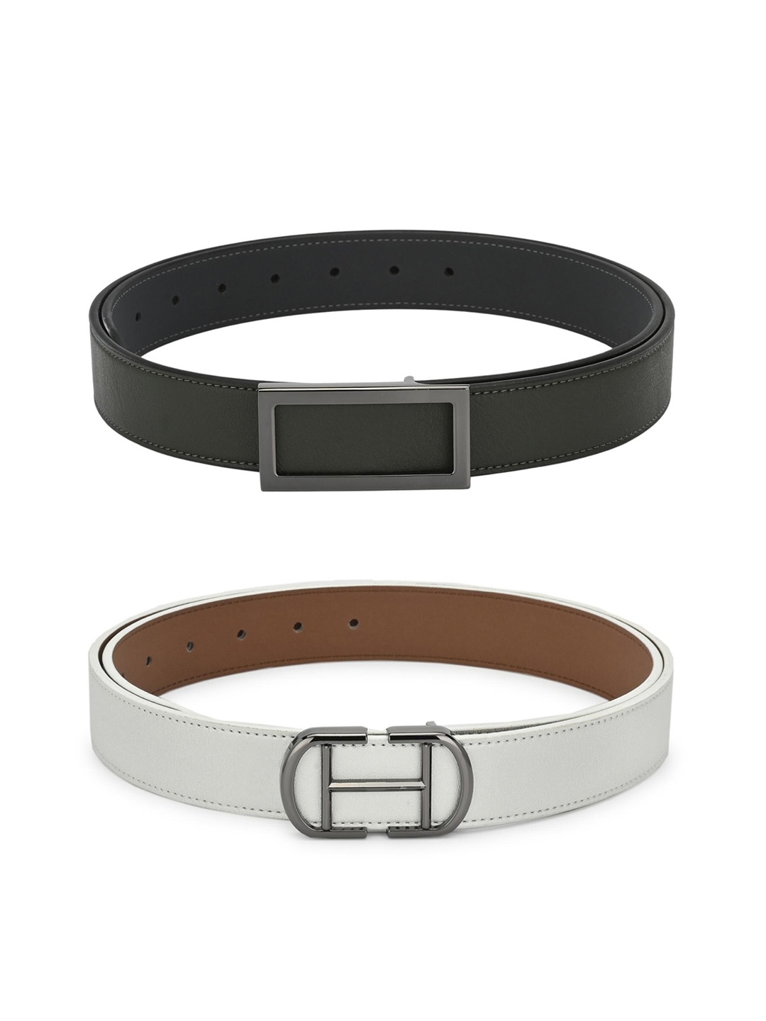 

Calvadoss Boys Pack Of 2 Green & White Solid Belt