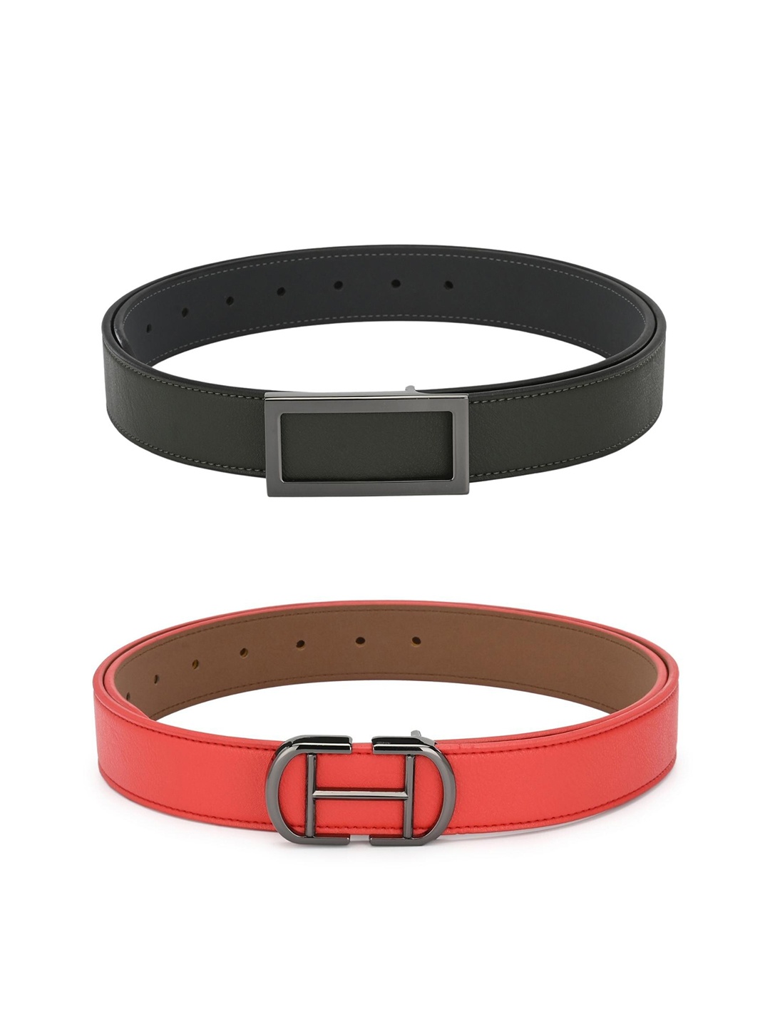 

Calvadoss Girls Set Of 2 Green & Red Textured 2 PU Belt