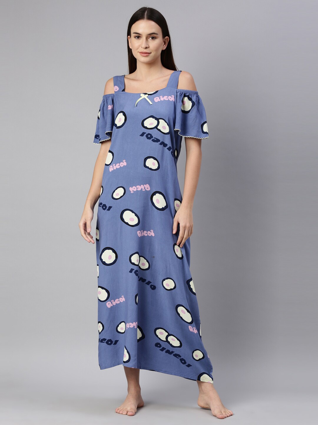 

GOLDSTROMS Blue Printed Modal Maxi Nightdress
