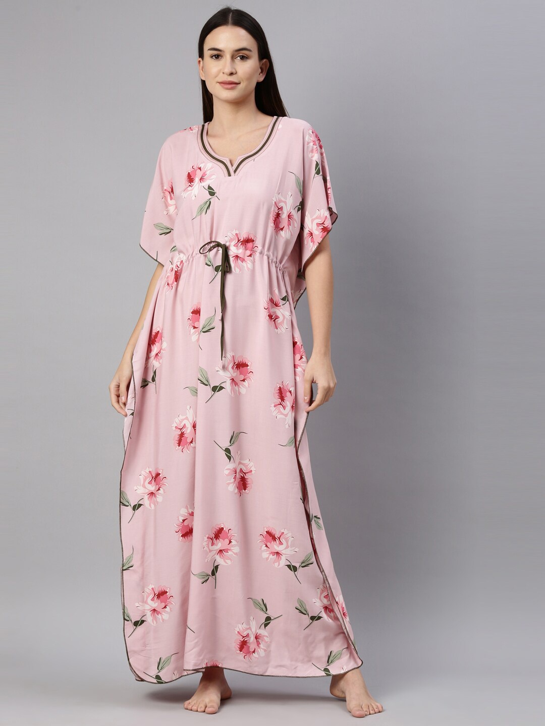 

GOLDSTROMS Pink & Red Printed Kaftan Nightdress