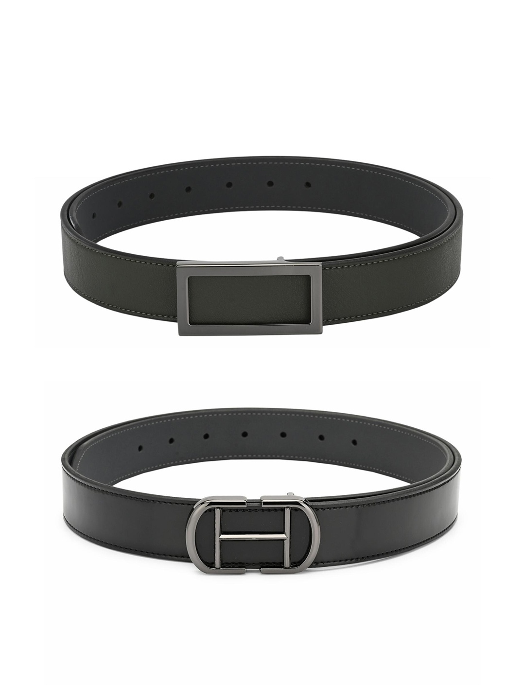 

Calvadoss Women Dark Green & Black Set Of 2 Solid PU Belts