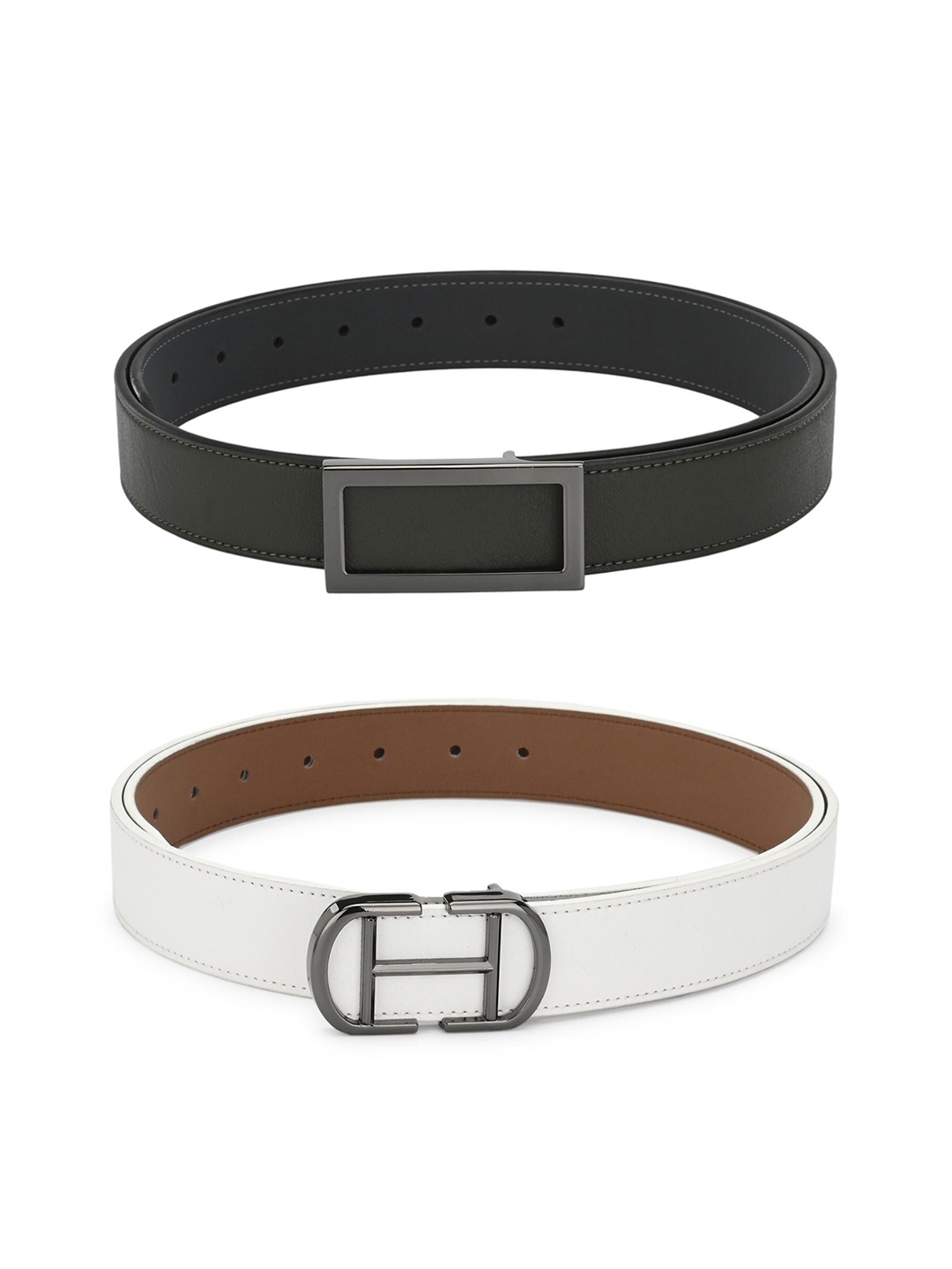 

Calvadoss Women Pack Of 2 Green & White Solid Belt